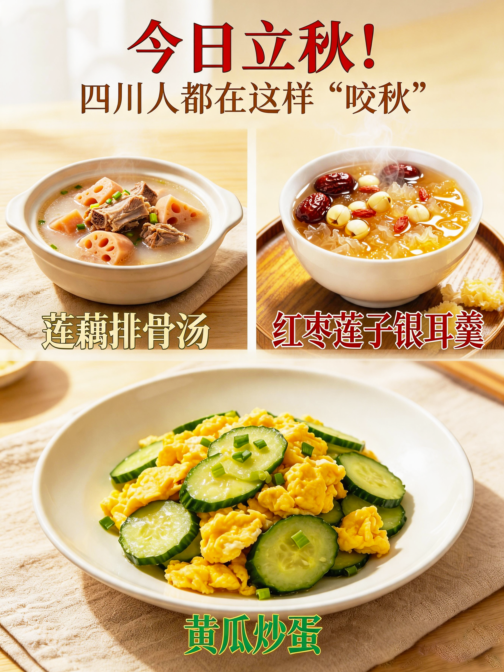 jimeng-2026-08-07-3979-请你结合上面的参考图,且结合立秋美食推荐,为《今日立秋!四川人都在这样“咬秋”,....png
